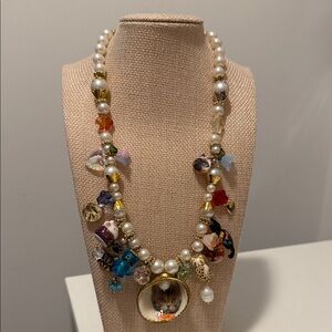 Colorful Beaded Necklace with Cat Charms and Pendant